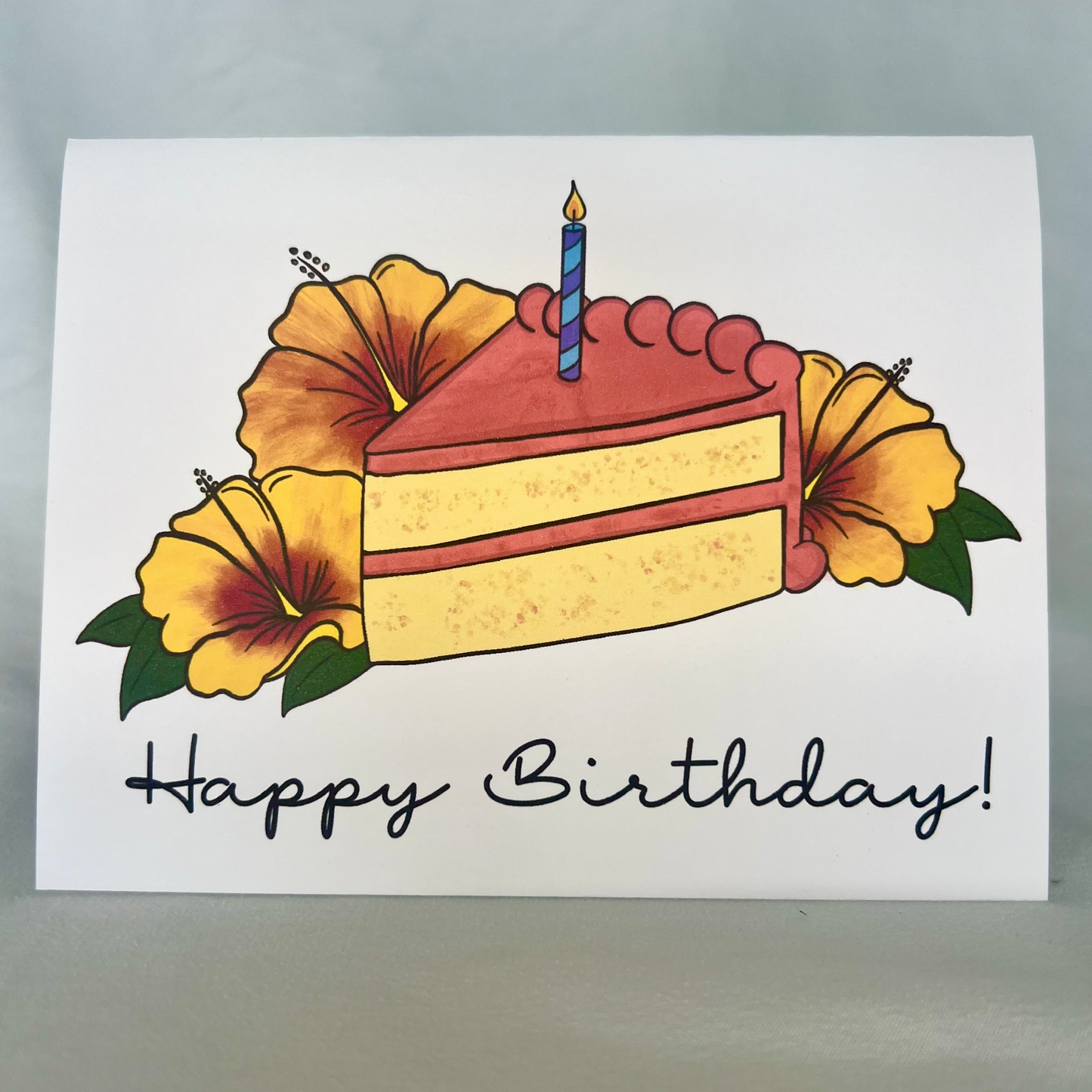 Hibiscus Birthday Cake Card