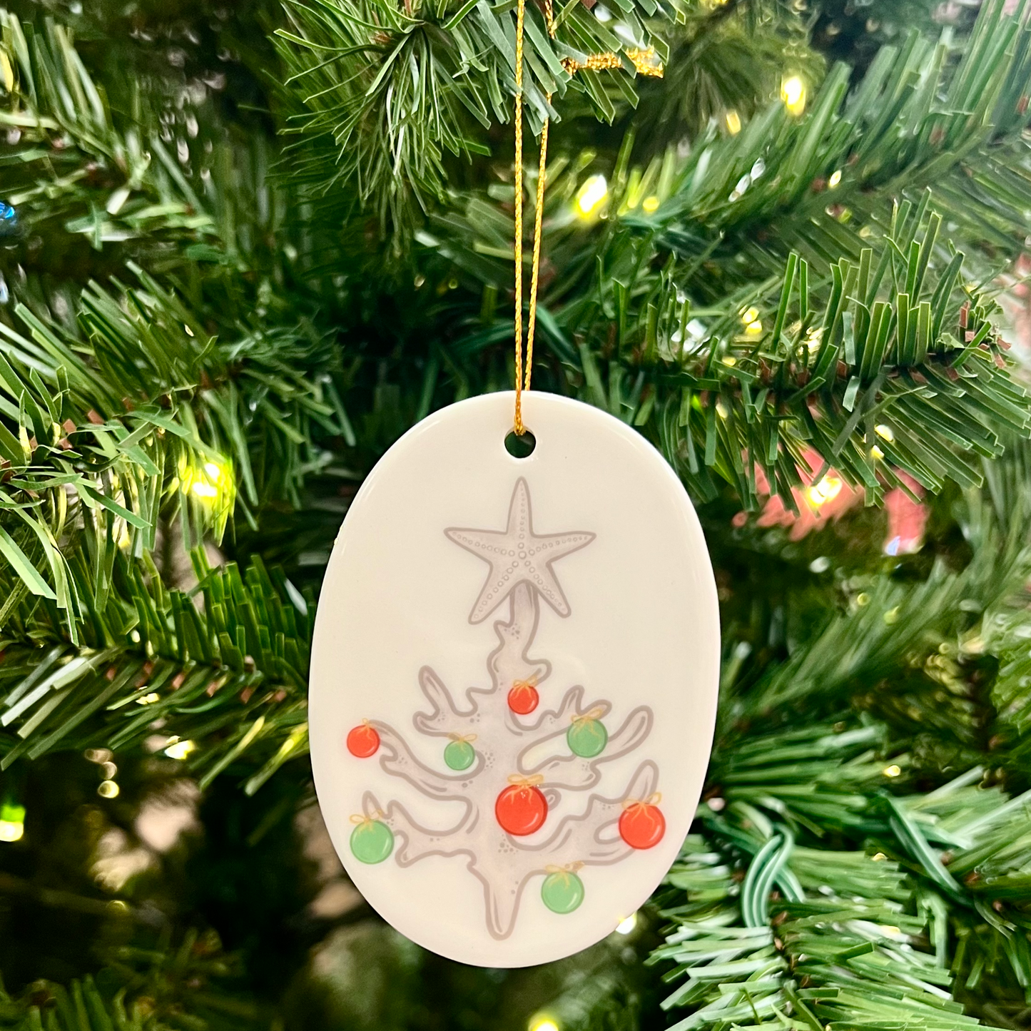 Coral Christmas Tree Ornament